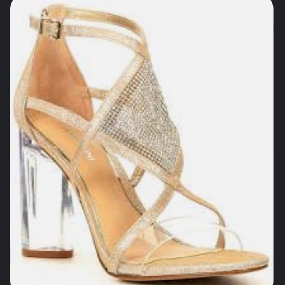 NWOT Gianni Bini Aliva Metallic Jewel Lucite Heels Size 7.5